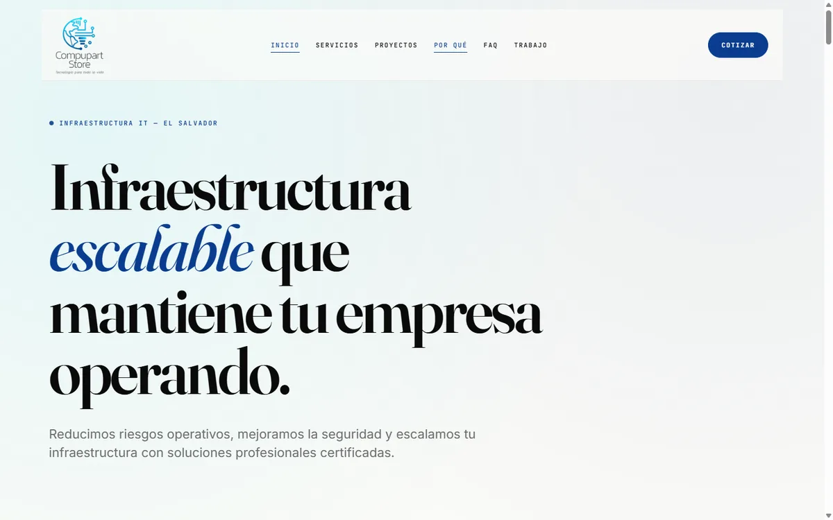 Sitio web de Compupart Store diseñado por DTS Web Design